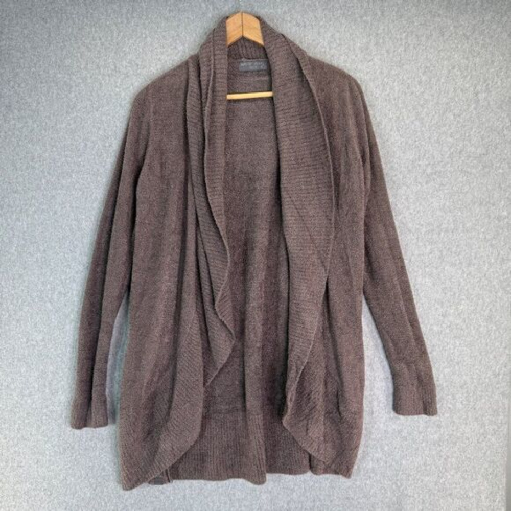 Barefoot Dreams Medium Taupe Brown CozyChic Cardigan Sweater‎ Open Front Pockets